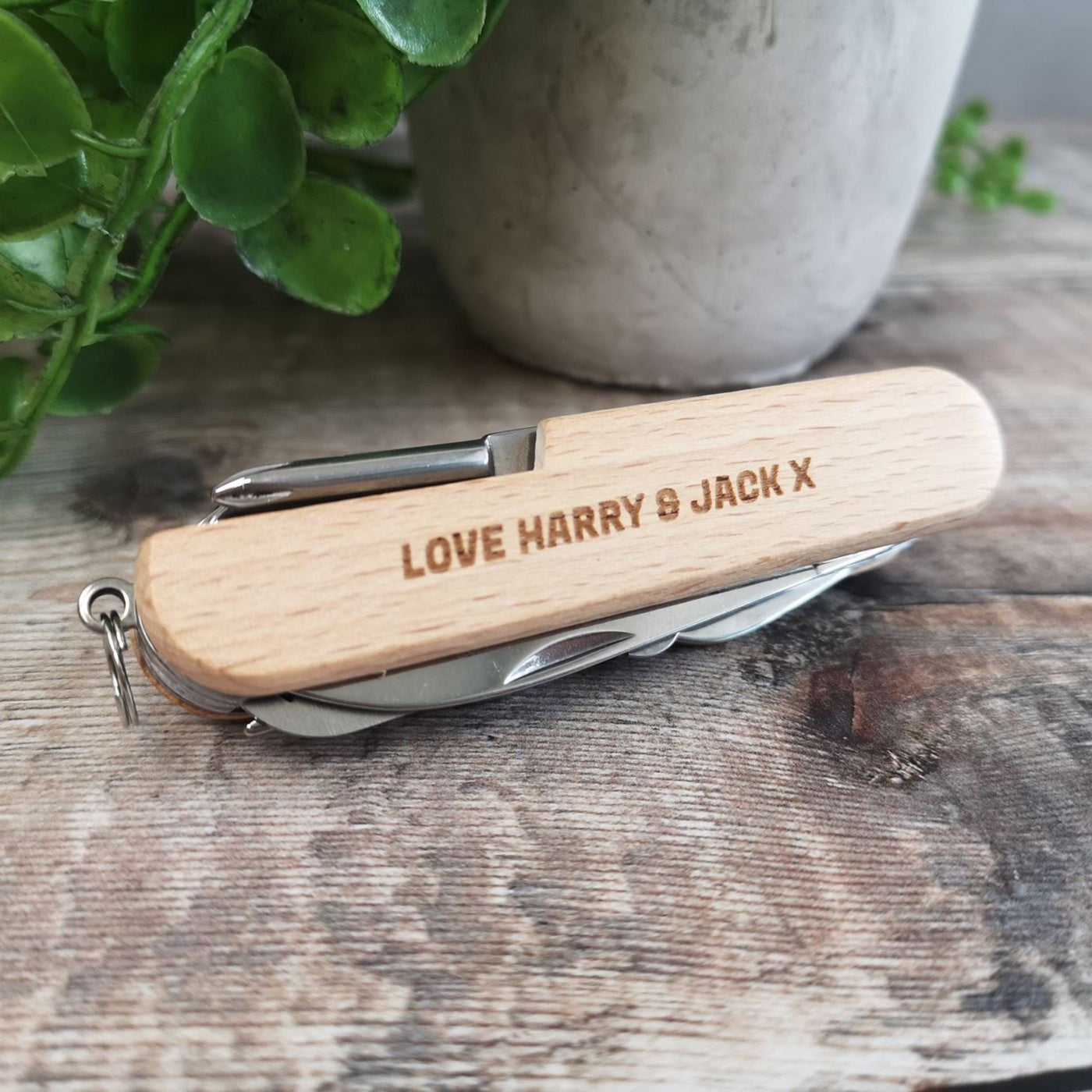 Personalised Engraved Pen Knife | Stainless Steel Pocket Knife | Beech Wood Pen Knife | Gift for Birthday Anniversary Father's Day Christmas