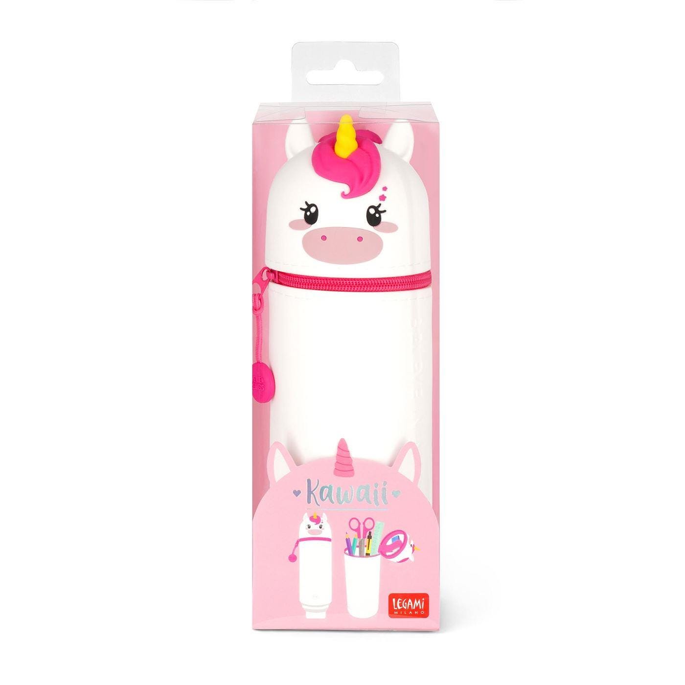 Legami Kawaii 2 in 1 Soft Silicone Pencil Case - Kawaii - Unicorn, Valentines Gifts, Cute Gifts, Cute Pencil Case, Legami Stationery