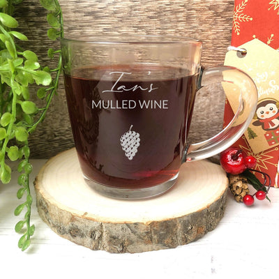 Personalised Glass Mulled Wine Mug - Grapes