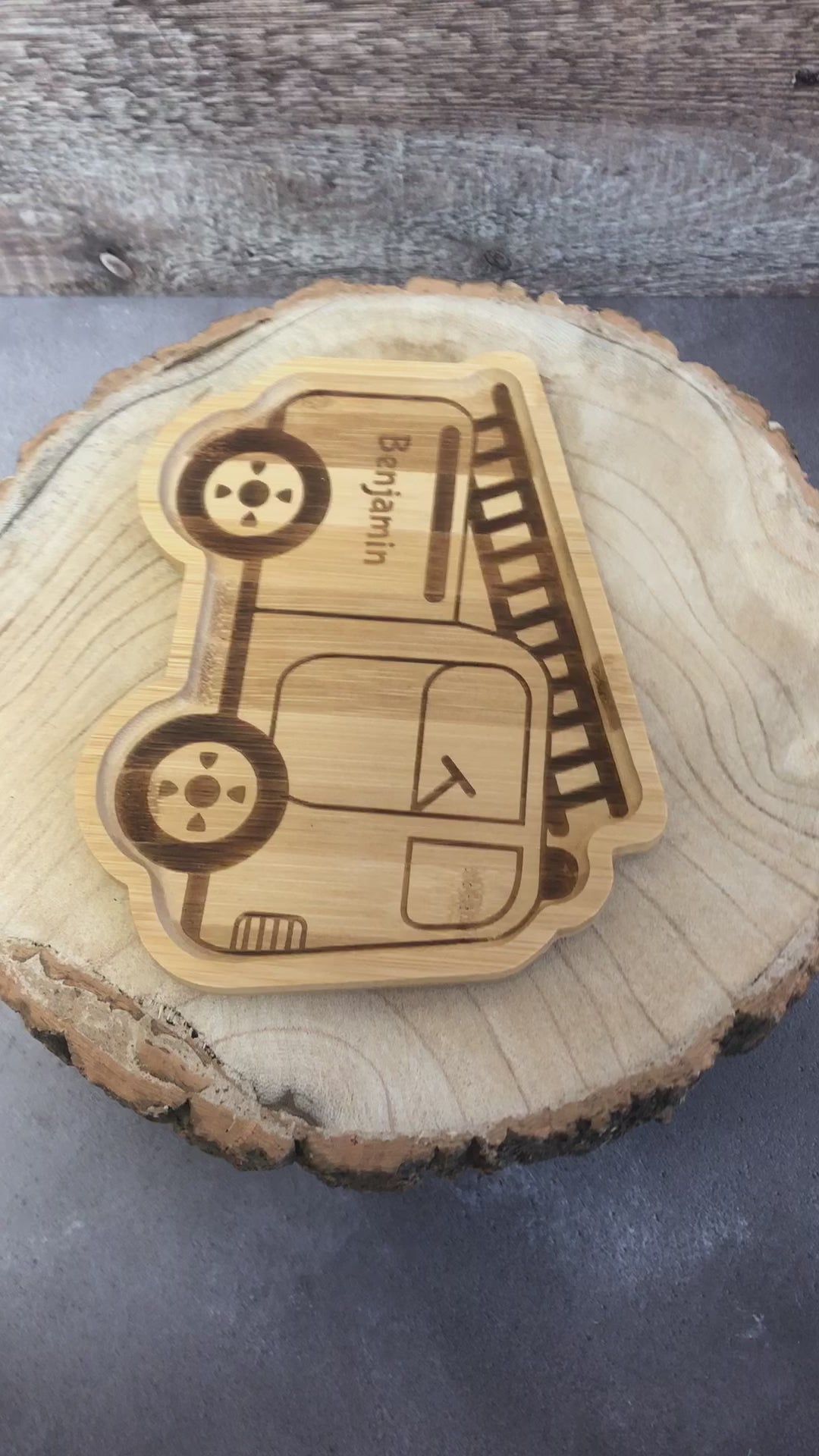 Personalised Bamboo Kids Plate - Fire Engine