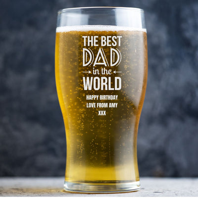 Personalised Beer Glass Classic Design - Best Dad