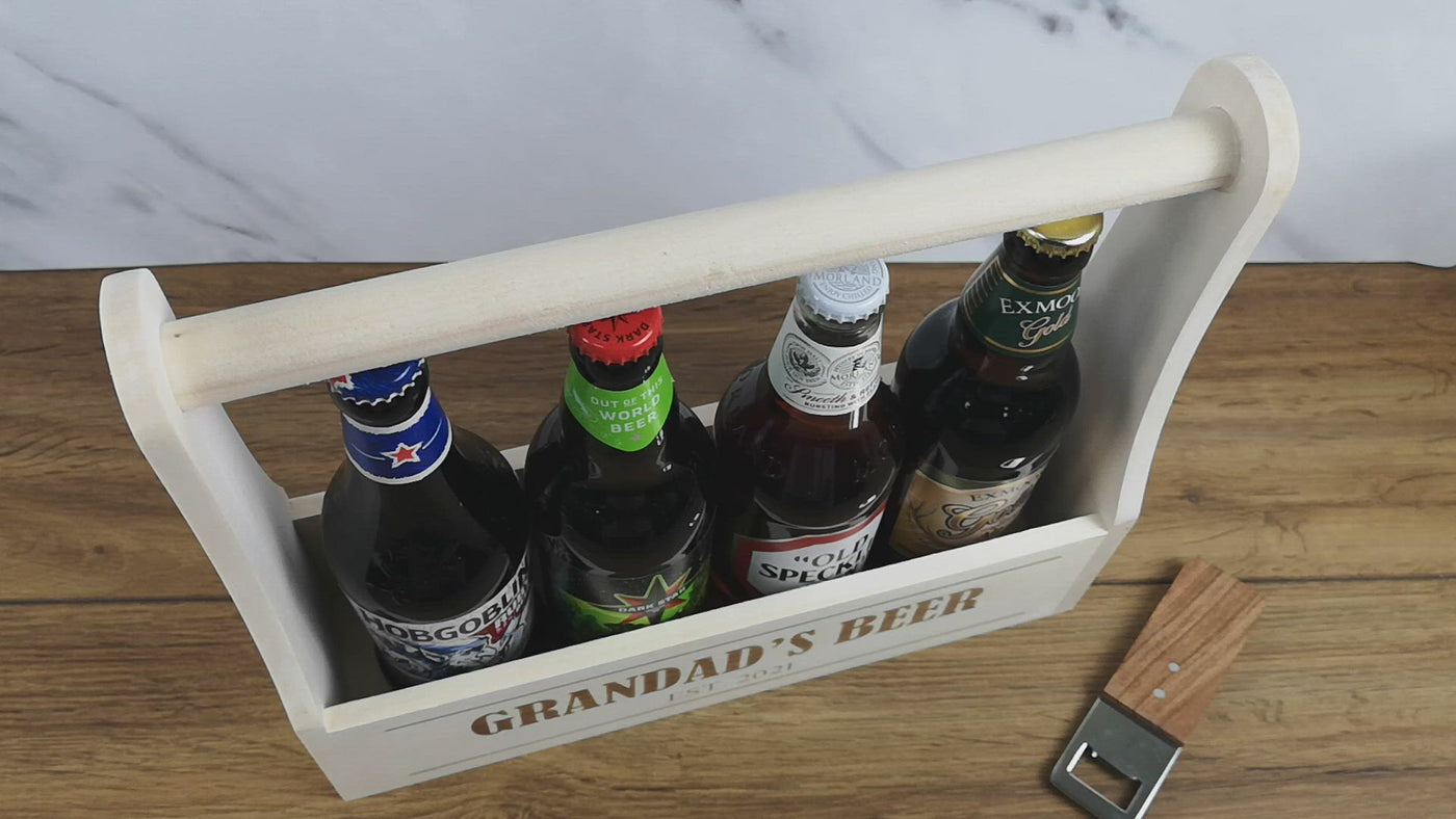 Personalised Wooden Beer Carrier - Grandad's Beer
