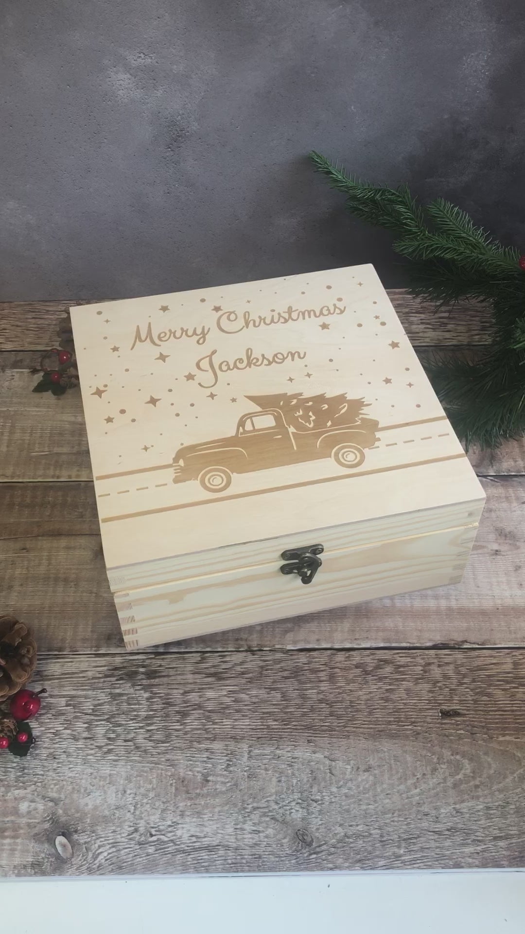 Personalised Wooden Christmas Eve Box - Christmas Truck