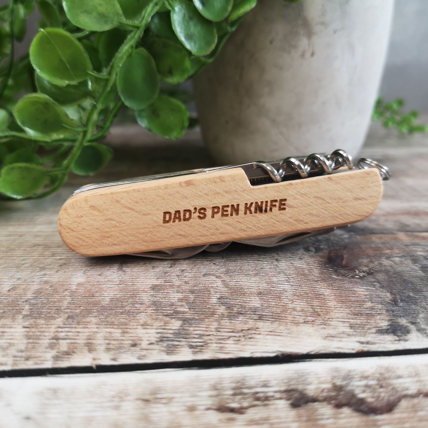 Personalised Stainless Steel Pocket Knife With Beech Wood Handle - Plain