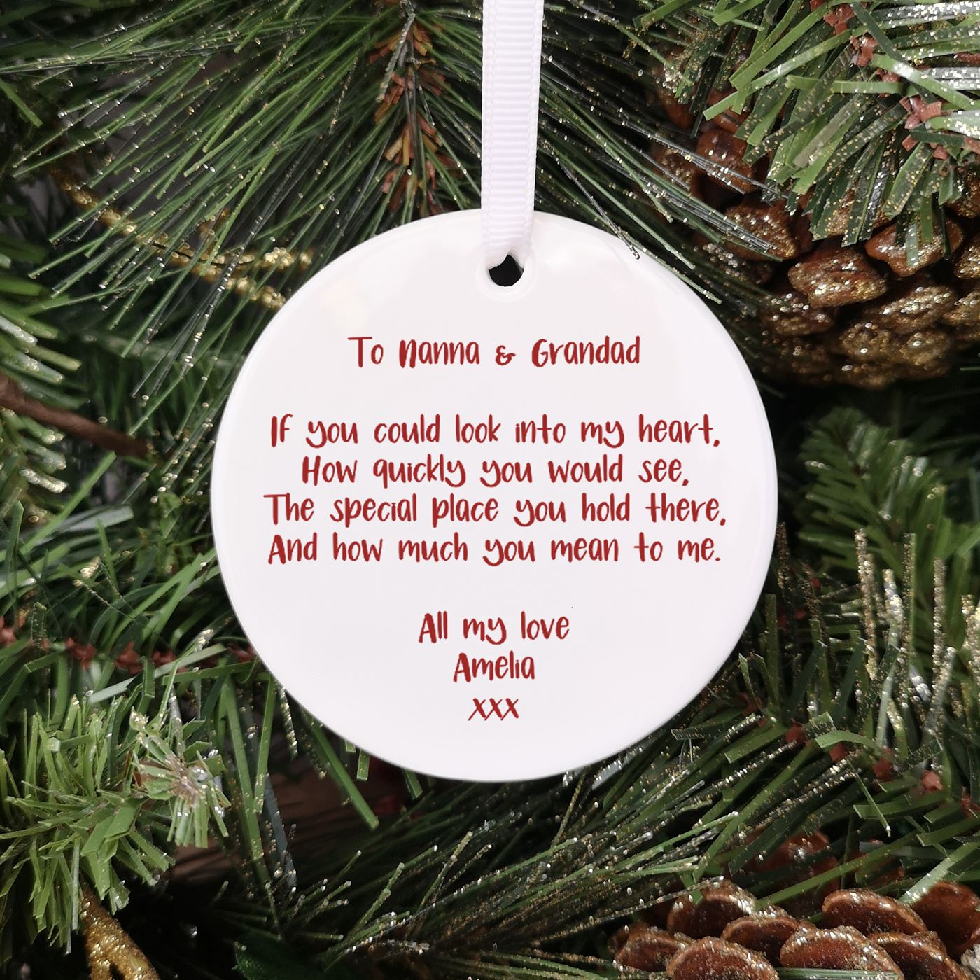 Personalised Ceramic 'Our First Christmas as Grandparents' Bauble - Fox