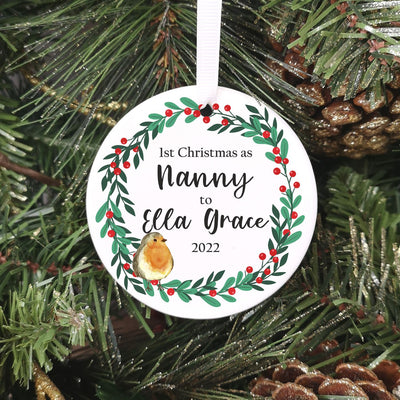 Personalised Ceramic '1st Christmas as Grandparents' Bauble