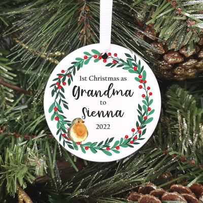 Personalised Ceramic '1st Christmas as Grandparents' Bauble