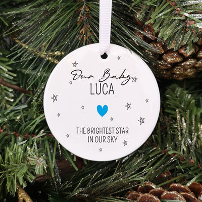 Personalised Baby Memorial Christmas Tree Bauble - The Brightest Star in our Sky