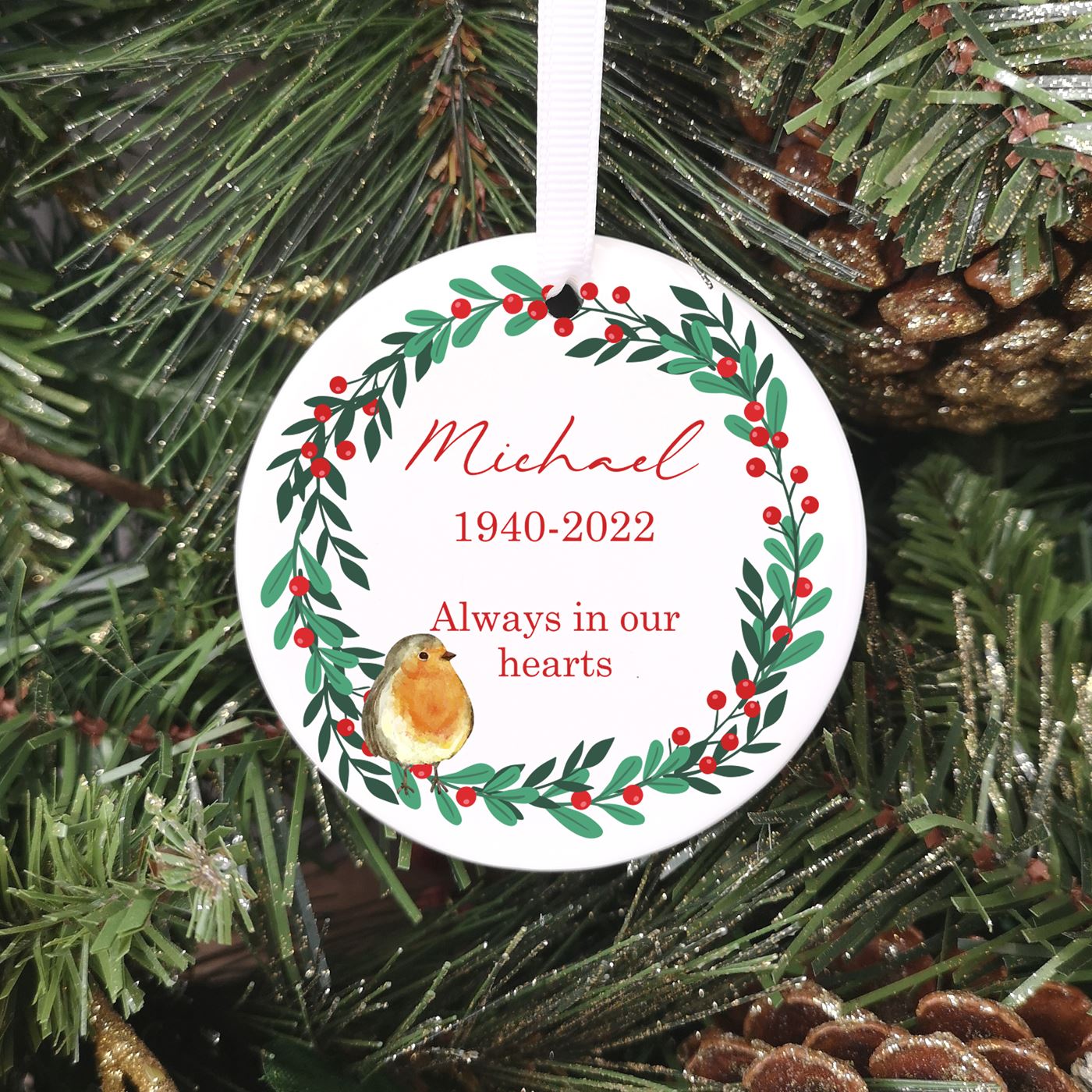 Personalised Remembrance Christmas Bauble - Always In Our Hearts