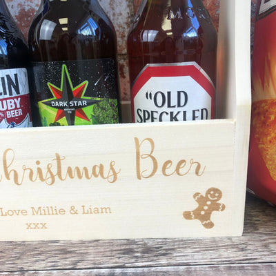 Personalised Wooden Beer Carrier - Daddy's Christmas Beer