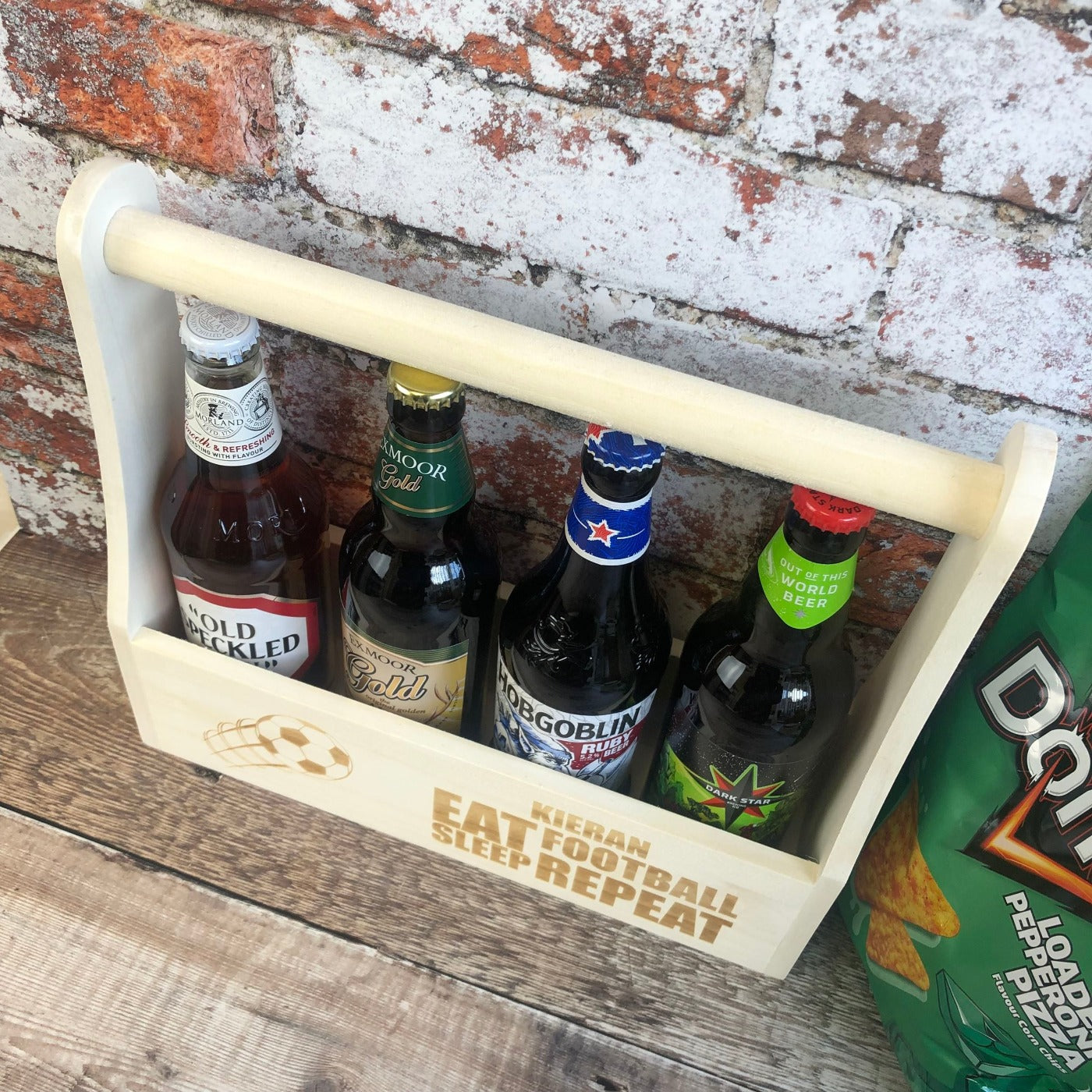 Personalised Wooden Beer Carrier - Eat, Sleep, Beer, Repeat
