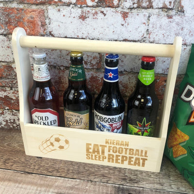 Personalised Wooden Beer Carrier - Eat, Sleep, Beer, Repeat