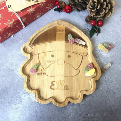 Personalised Bamboo Christmas Plate for Children - Santa Claus