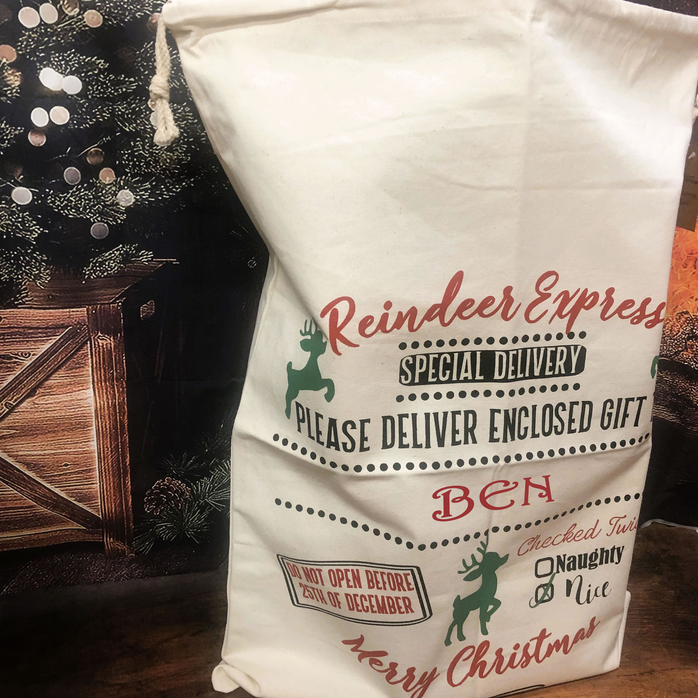 Personalised Festive Christmas Sack - Santa Express OR Reindeer Express