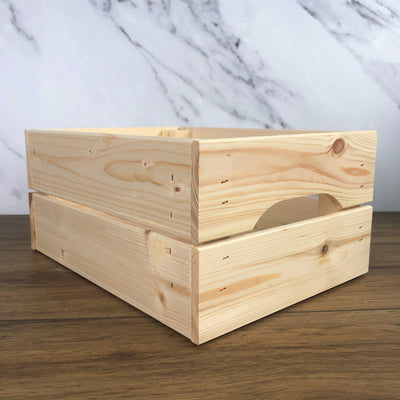 Personalised Solid Pine Flat Pack Slatted Crate - Happy Easter