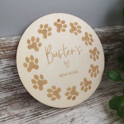 Personalised New Dog Announcement Wooden Sign - Paws