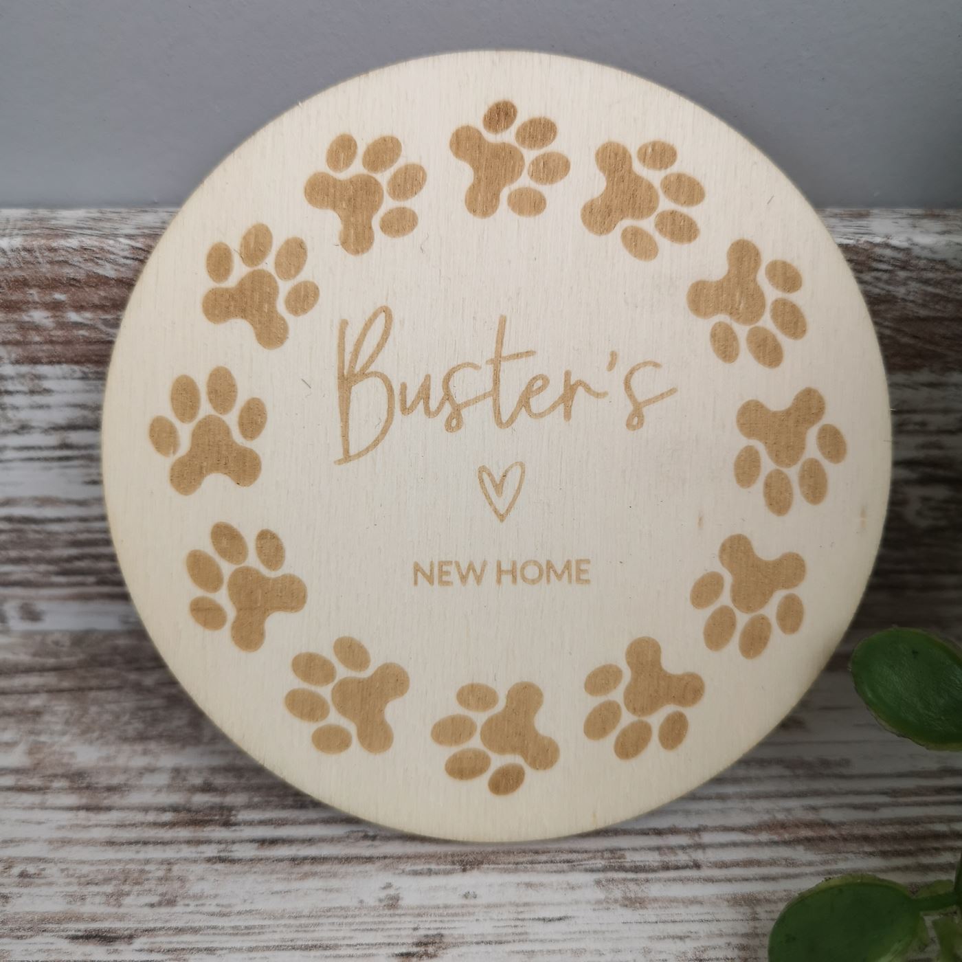 Personalised New Dog Announcement Wooden Sign - Paws