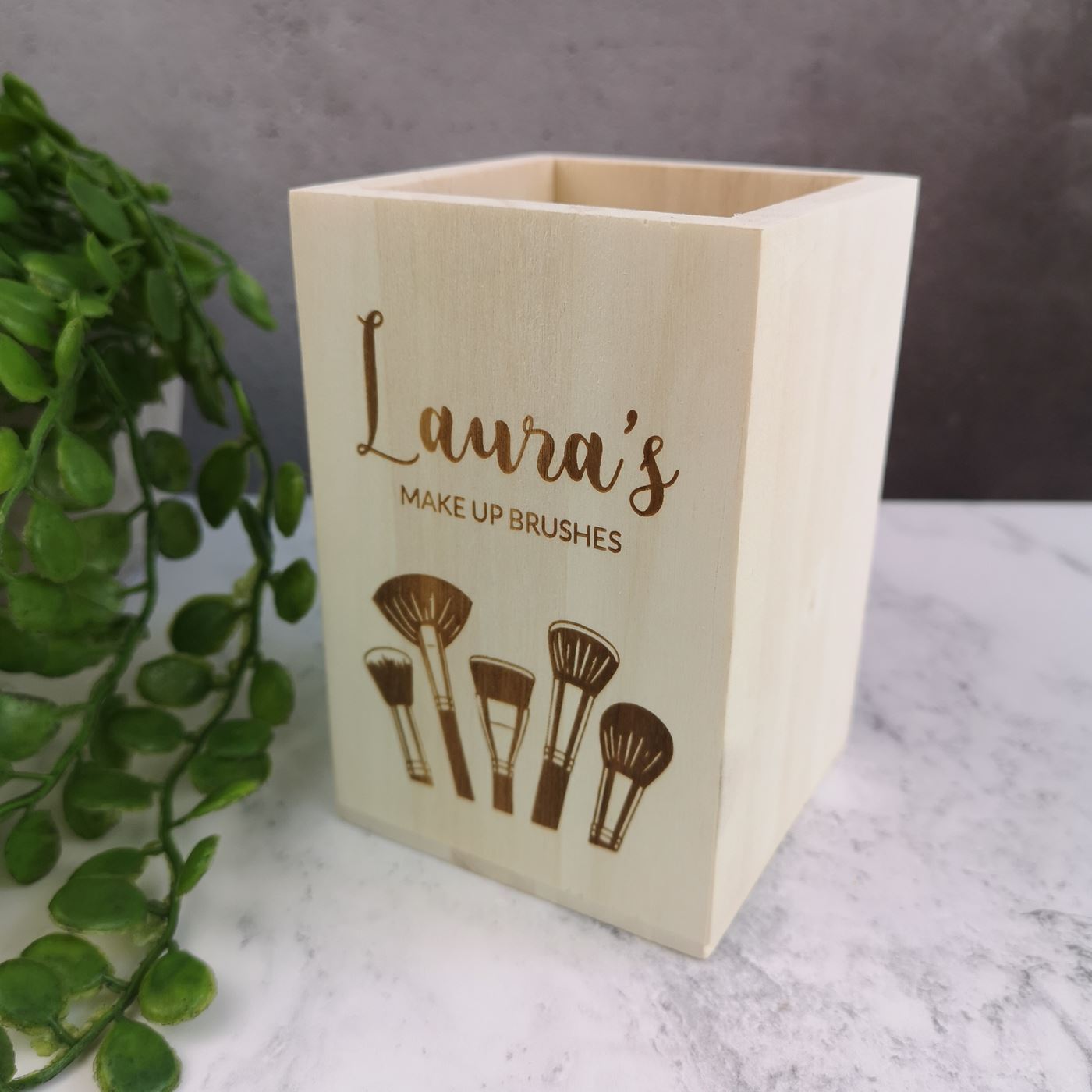 Personalised Wooden Pen Pot - Make Up