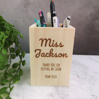 Personalised Wooden Pen Pot - Name
