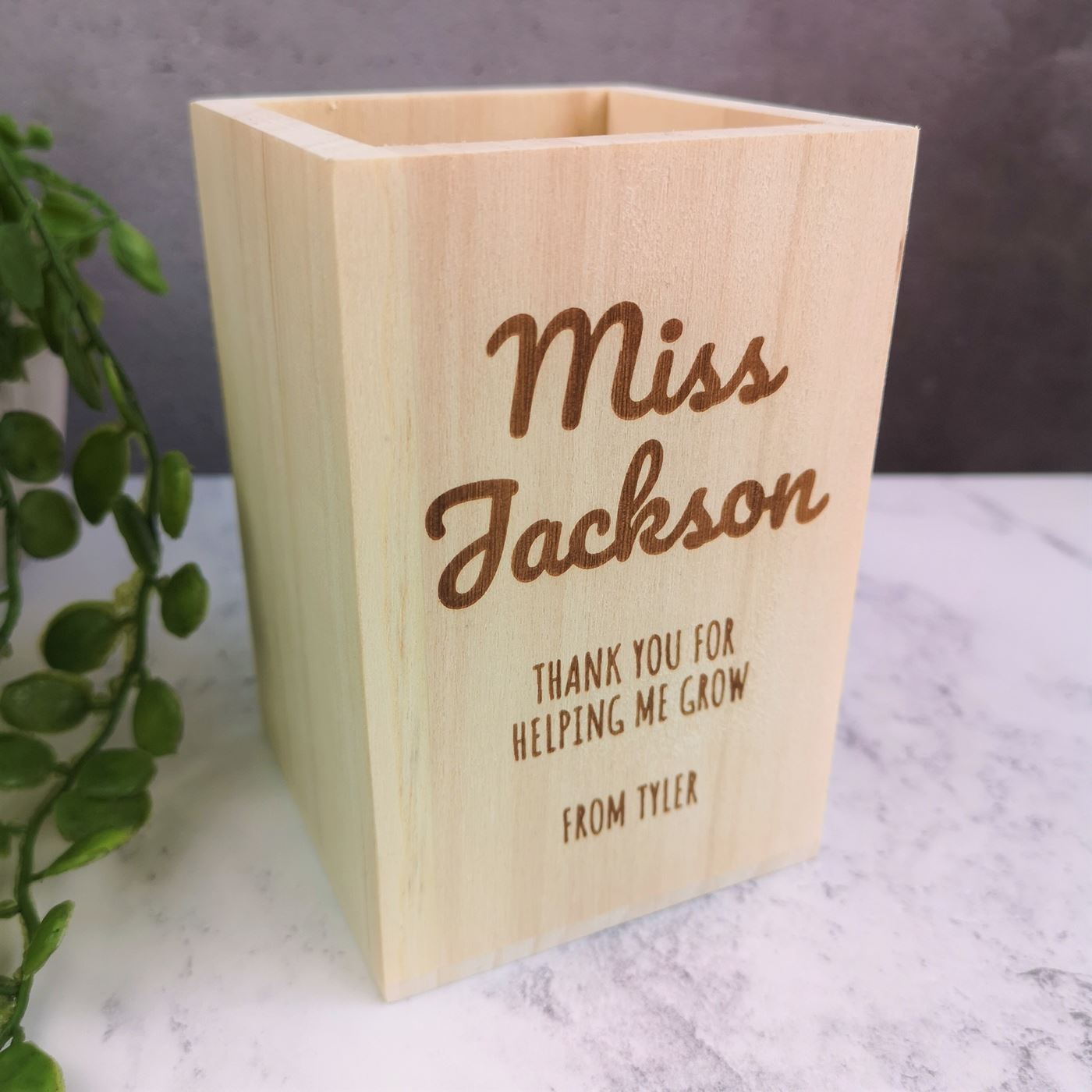 Personalised Wooden Pen Pot - Name