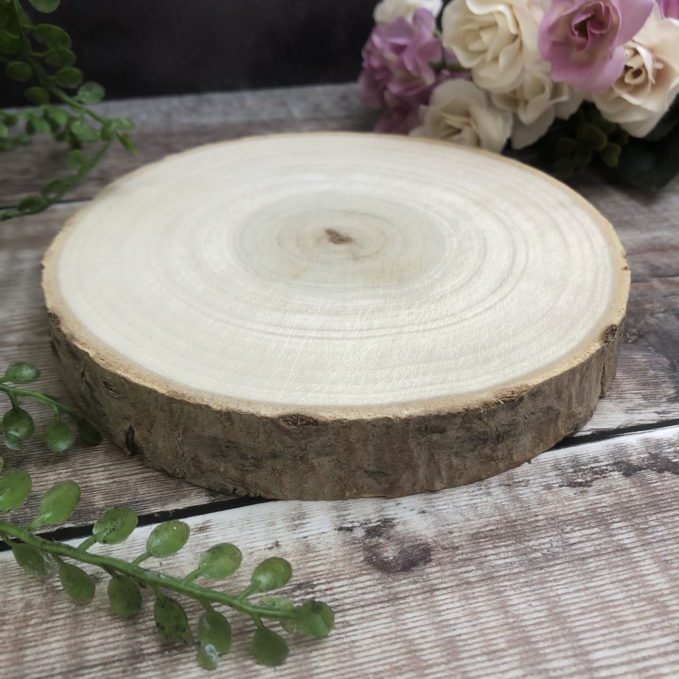 Personalised Log Slice Tealight Candle Holder - Home Sweet Home