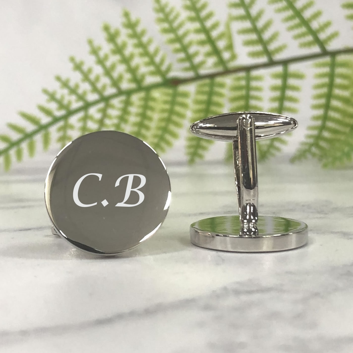 Personalised Silver Round Cufflinks - Initial