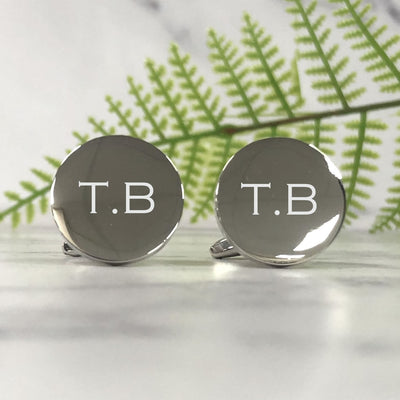 Personalised Silver Round Cufflinks - Initial