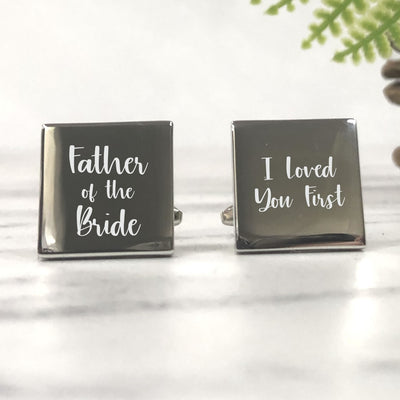 Personalised Square Wedding Cufflinks - I Loved Her First