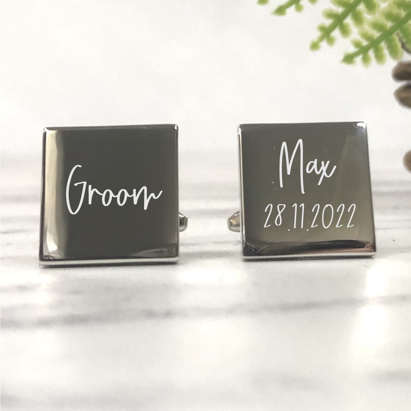 Personalised Square Wedding Cufflinks - Groom