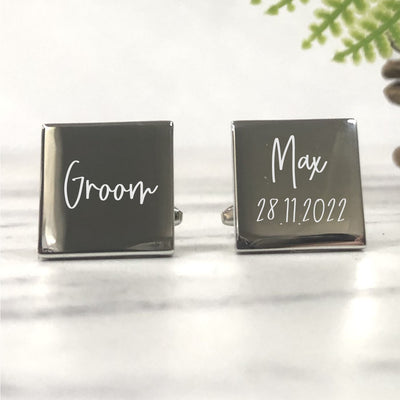 Personalised Square Wedding Cufflinks - Groom
