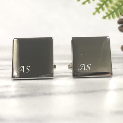 Personalised Silver Square Cufflinks - Initial