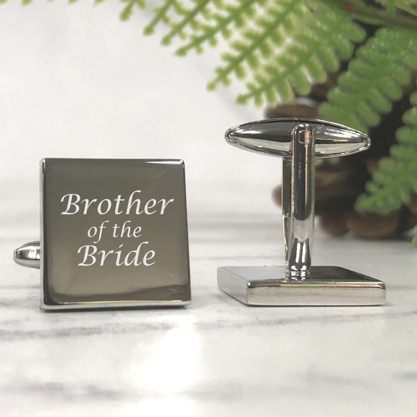 Engraved Wedding Day Square Cufflinks - Brother of the Bride