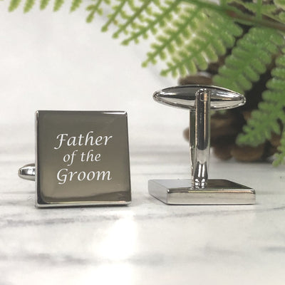 Engraved Wedding Day Square Cufflinks - Father of the Groom