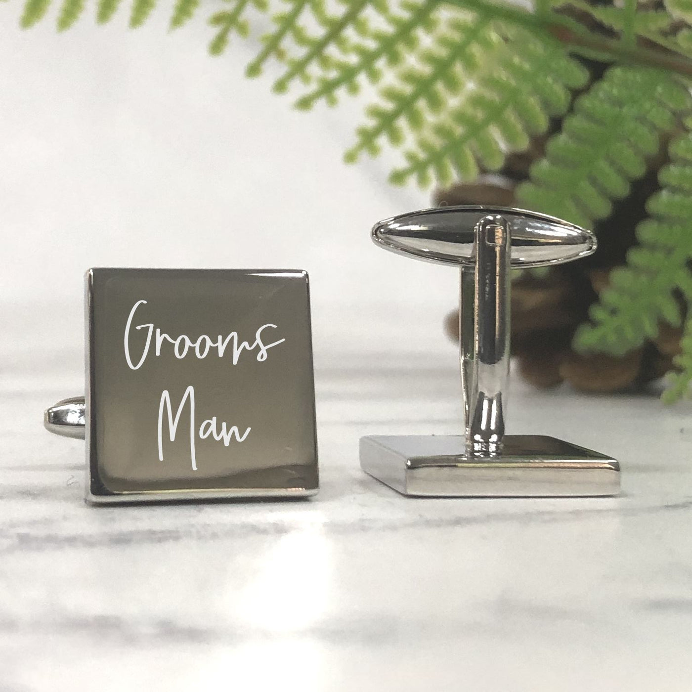 Engraved Wedding Day Square Cufflinks - Grooms Man