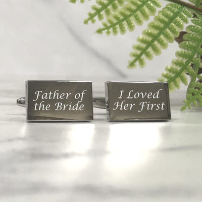 Engraved Wedding Day Rectangular Cufflinks - Father of the Bride