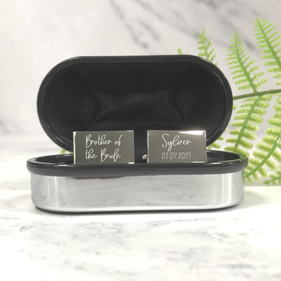 Engraved Wedding Day Rectangular Cufflinks - Brother of the Bride