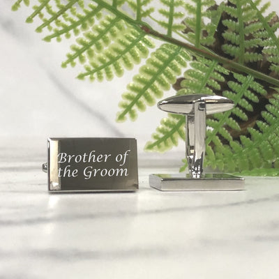 Engraved Wedding Day Rectangular Cufflinks Brother of the Groom