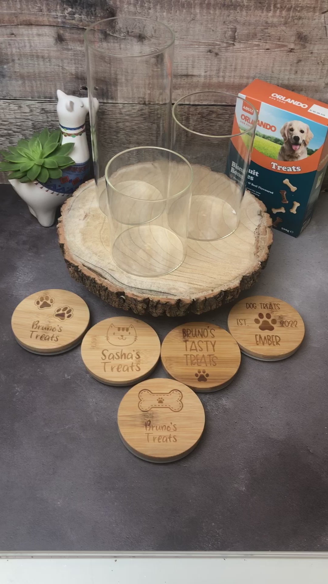 Personalised Glass Dog Treat Storage Jar with Bamboo Lid | Pick Your Size