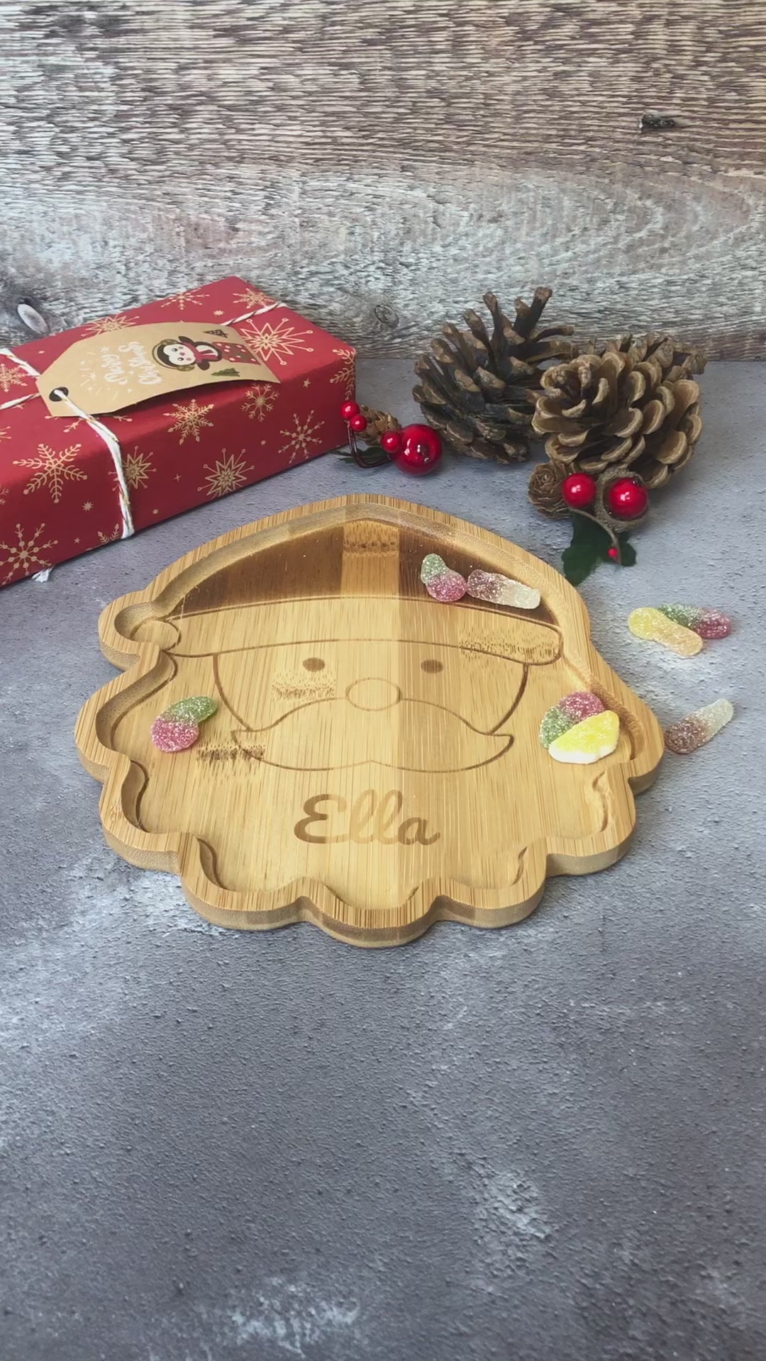 Personalised Bamboo Christmas Plate for Children - Santa Claus