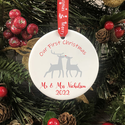 Personalised Christmas Bauble - First Christmas Married