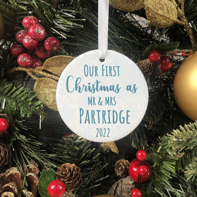 Personalised Christmas Bauble - Mr & Mrs First Christmas