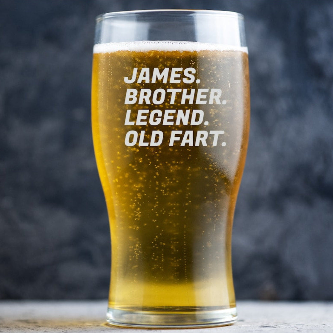 Personalised Beer Glass Classic Design - Name & three words