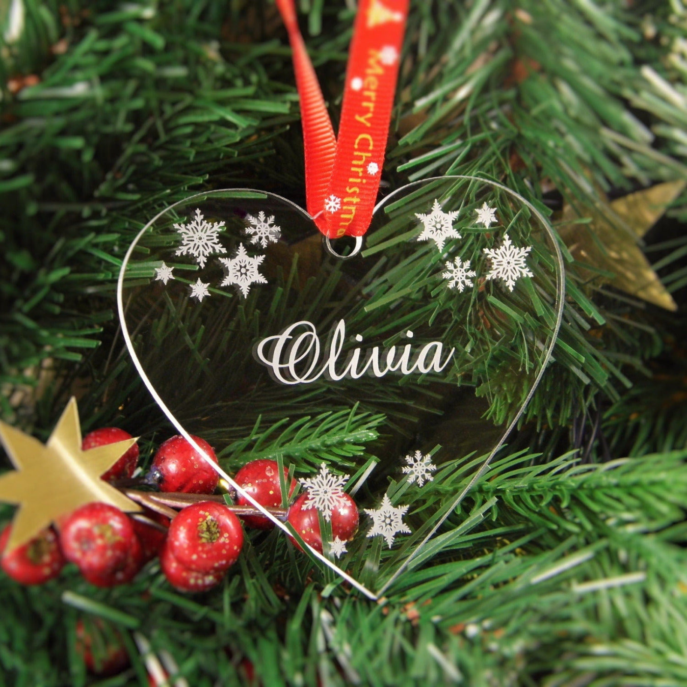 Personalised Christmas Bauble - Heart & Name