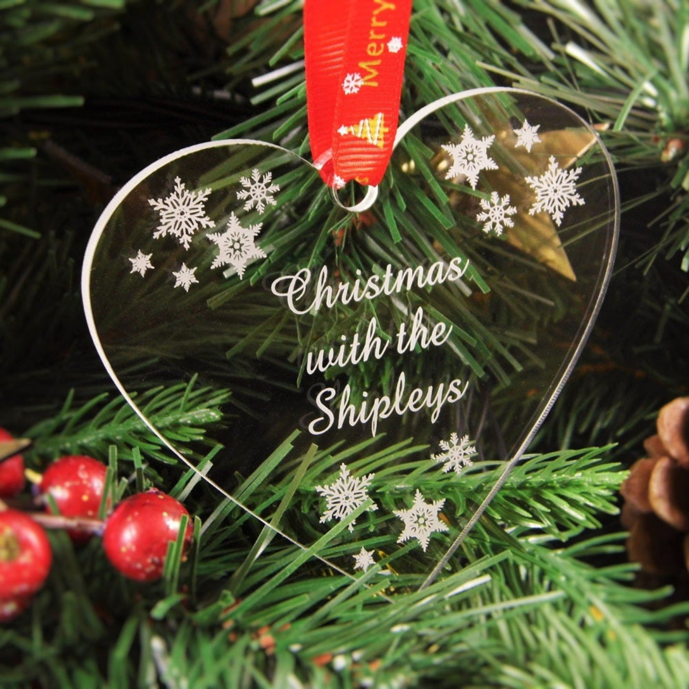 Personalised Christmas Bauble - Christmas With The Family Heart