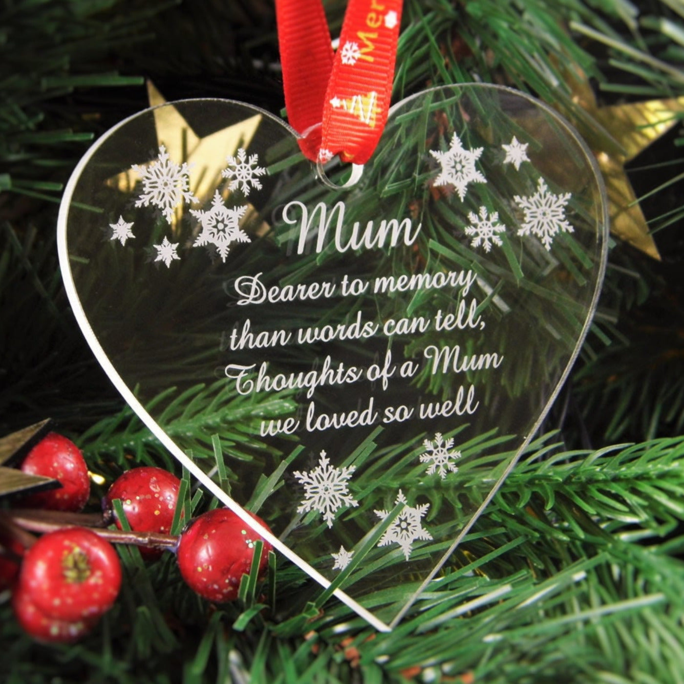 Personalised Christmas Tree Decoration Engraved Bauble Gift - In Memory of Mum Bauble - Mum Remembrance Christmas Tree Decoration