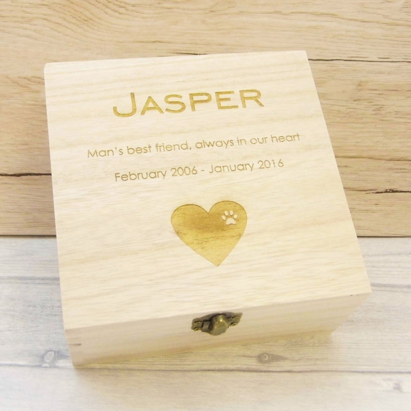 Personalised Pet Remembrance Box With Heart Design - Dog Or Cat Memorial Box