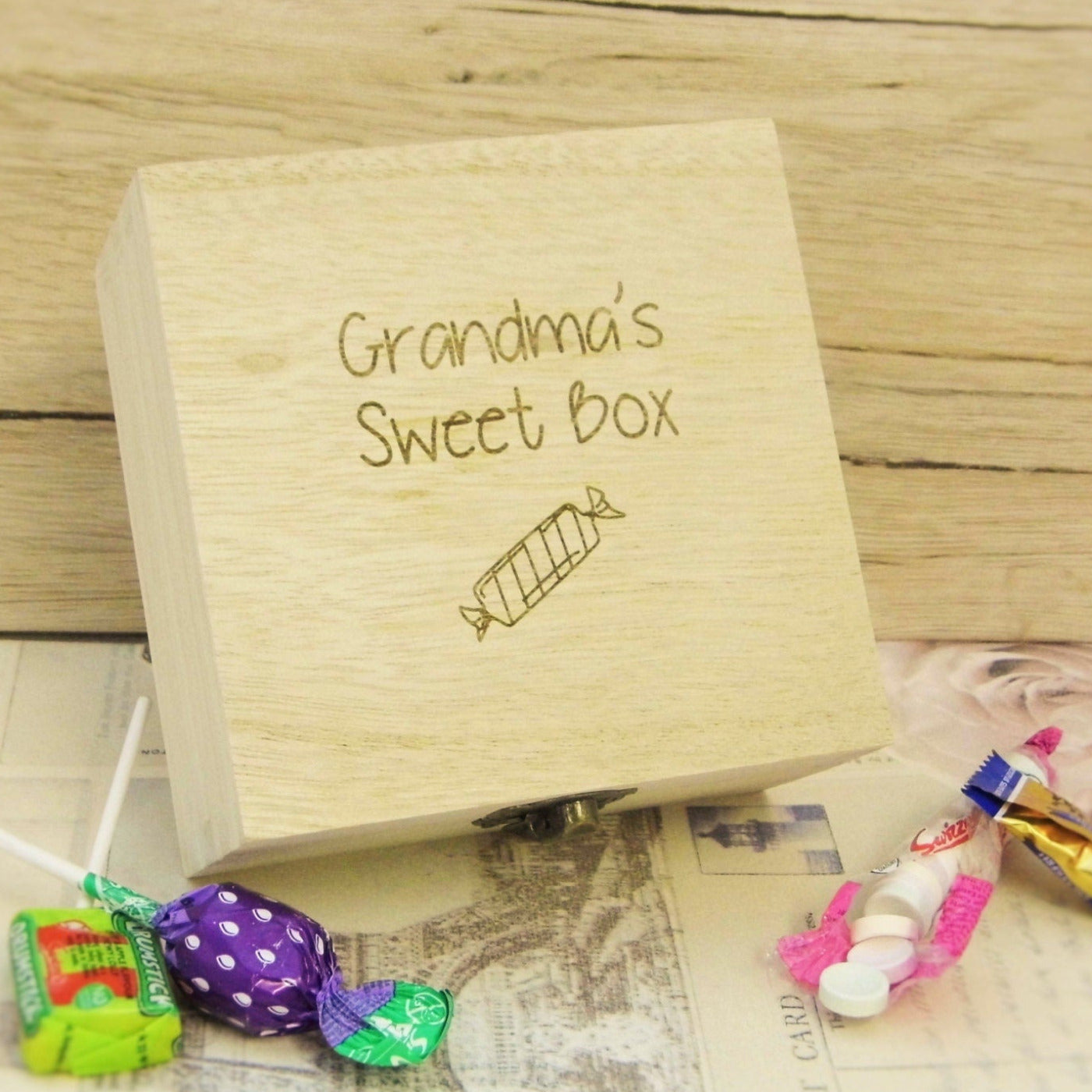 Personalised, Engraved Wooden Keepsake Box - Grandma's Sweet Box