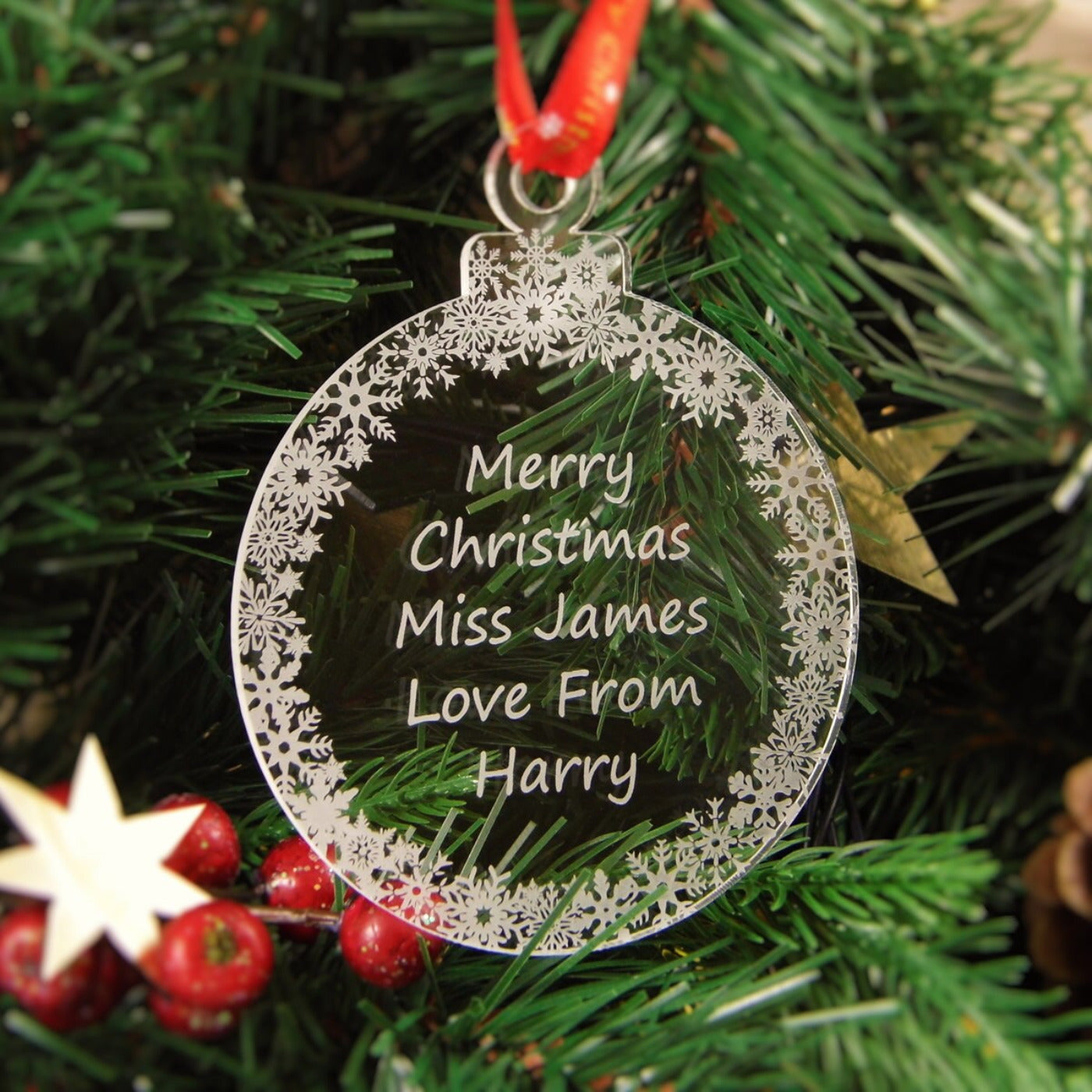 Personalised Christmas Tree Decoration Engraved Bauble Gift - Teacher Bauble, School Baubles - teacher_bauble