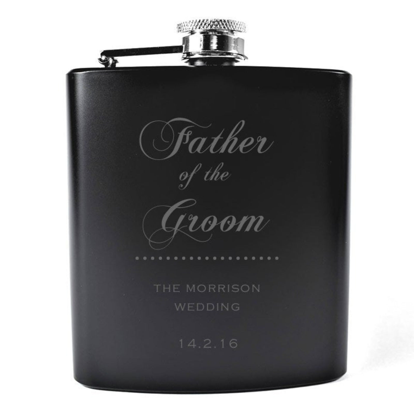 Personalised Classy Black Wedding Party Hip Flask