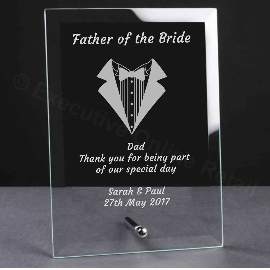 Engraved Wedding Glass Plaque - Father of the Bride